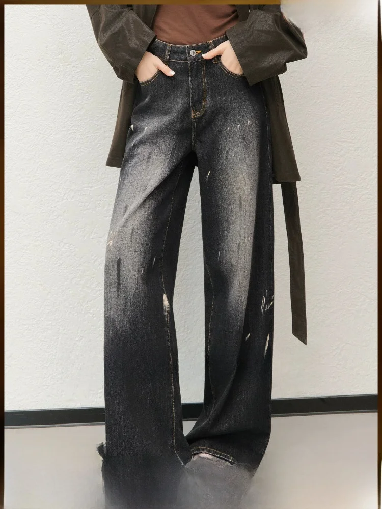 Meiyang Ink Trace Denim Jeans High Waist Straight Leg Wide Leg Waed out Casual Loose Fit Ladies Jeans Four Seasons
Meiyang Ink Trace Denim Jeans High Waist Straight Leg Wide Leg Waed out Casual Loose Fit Ladies Jeans Four Seasons