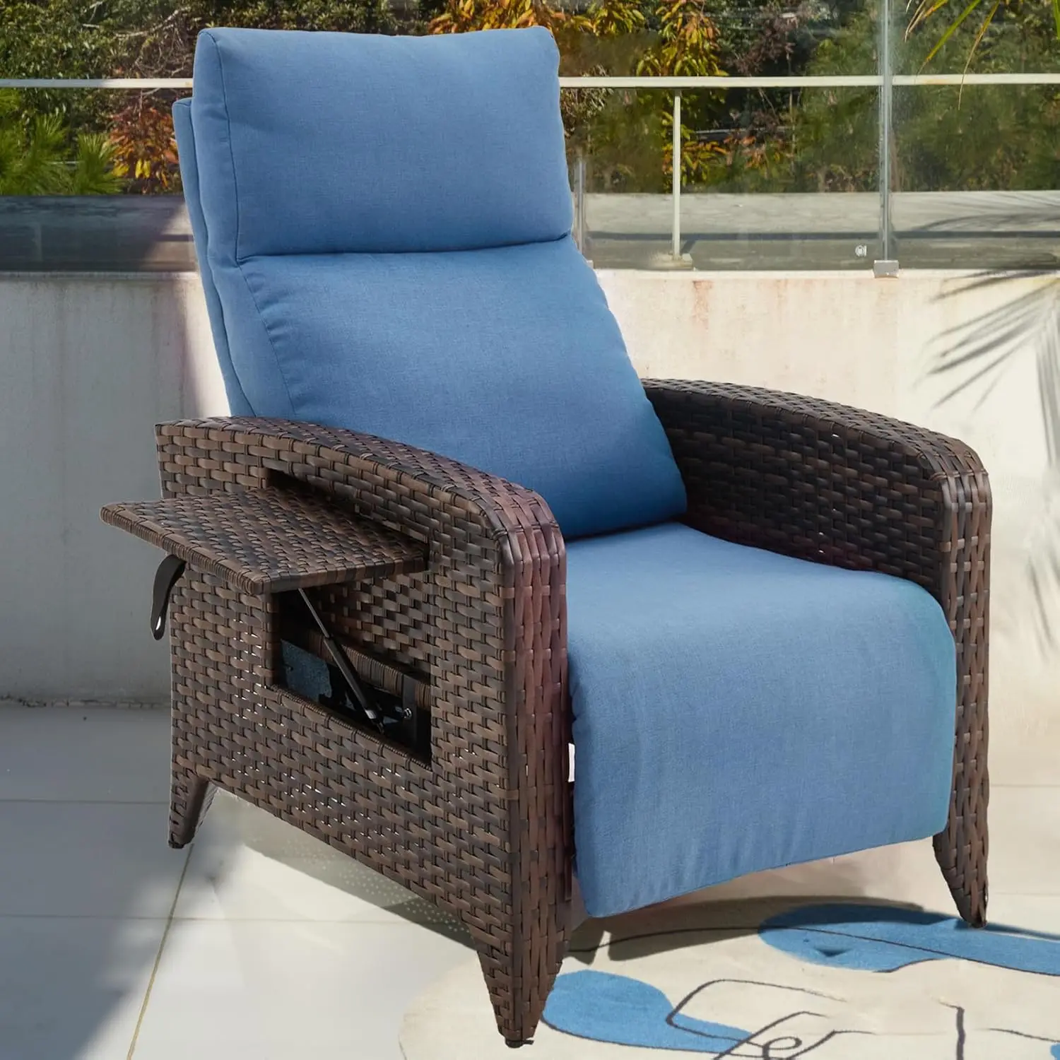Upgraded Outdoor Recliner Adjustable 150° Lay Flat Extended Footrest Wicker Flip Table Removable Cushion Patio Customized
Upgraded Outdoor Recliner Adjustable 150° Lay Flat Extended Footrest Wicker Flip Table Removable Cushion Patio Customized