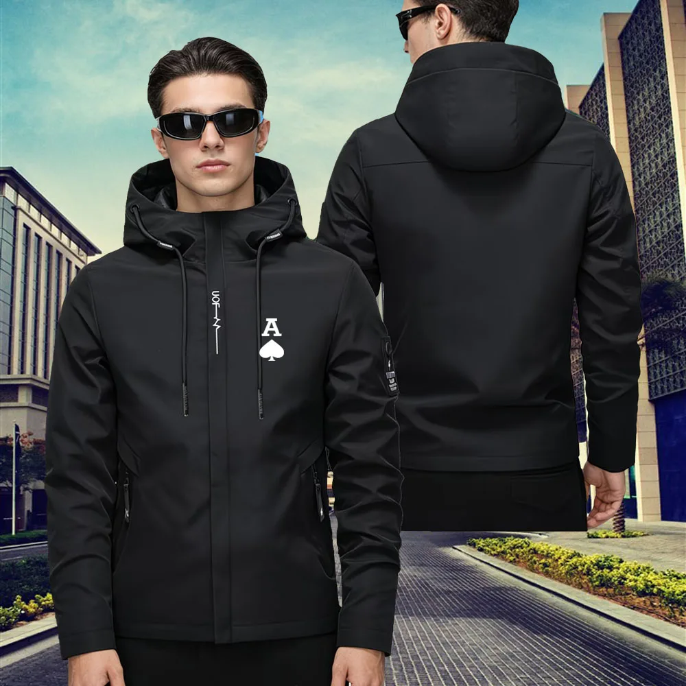 Men's Jacket with Ace of Spades Lightweight Windproof Hooded Casual Daily Wear Coat, Breathable Outer Travel Wear Daily Commute
Men's Jacket with Ace of Spades Lightweight Windproof Hooded Casual Daily Wear Coat, Breathable Outer Travel Wear Daily Commute