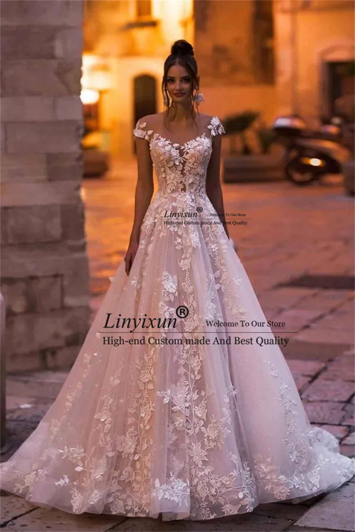 Romatic Appliques Lace Wedding Dress With Off Shoulder Bridal Gowns Customized Sleevesless Buttons Back vestidos de novia
Romatic Appliques Lace Wedding Dress With Off Shoulder Bridal Gowns Customized Sleevesless Buttons Back vestidos de novia
