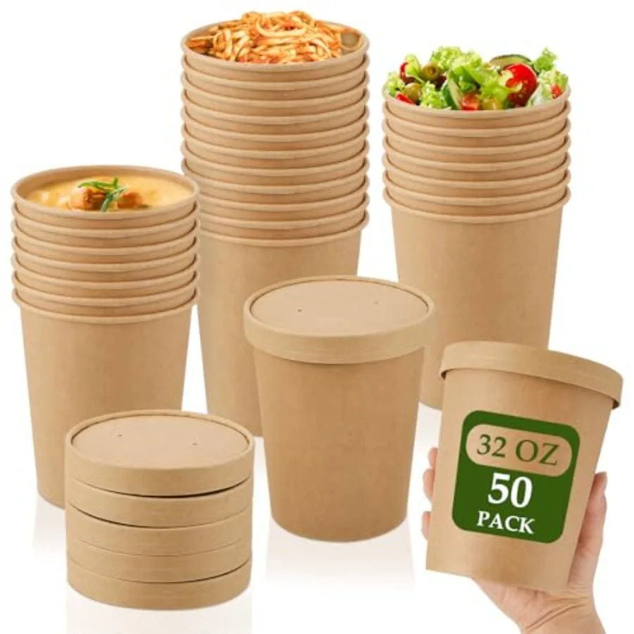 Pack Paper Soup Containers with Lid Disposable Kraft Soup Food Bowl Microwavable Food Storage Ice Cream Containers Nice for Res
Pack Paper Soup Containers with Lid Disposable Kraft Soup Food Bowl Microwavable Food Storage Ice Cream Containers Nice for Res