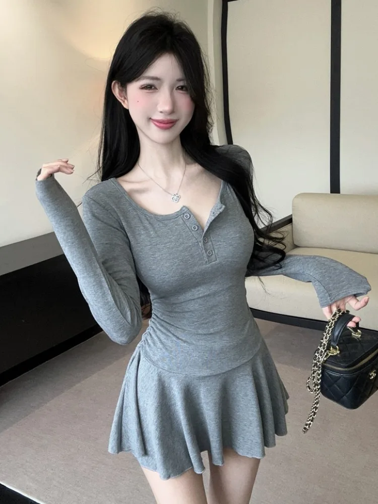 Korean Style Casual Long Sleeve U-Neck Waist-Cinched Short Dress And Shorts Set High Waist Slimming Women's Fashion Autumn Wi...
Korean Style Casual Long Sleeve U-Neck Waist-Cinched Short Dress And Shorts Set High Waist Slimming Women's Fashion Autumn Wi...