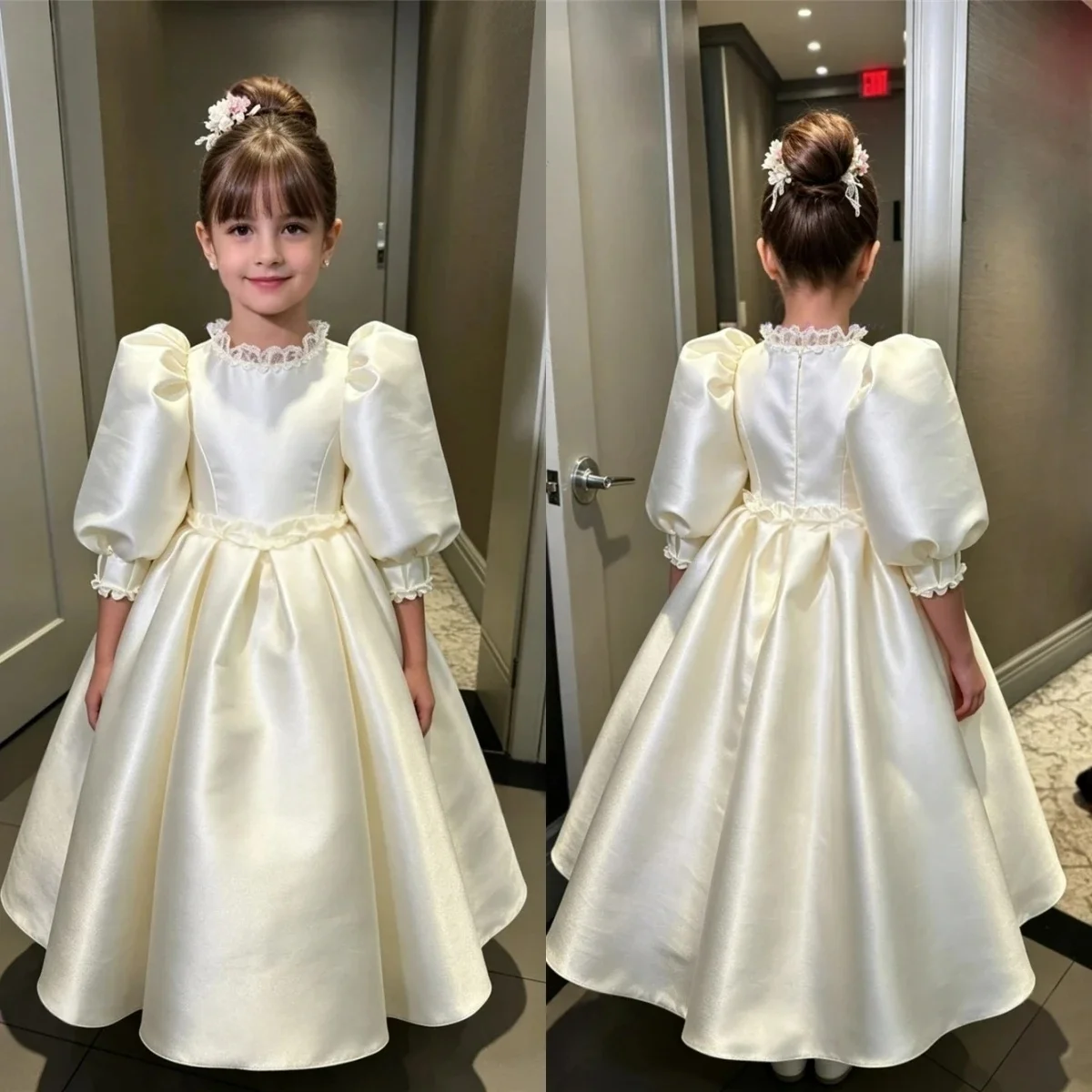 Custom Luxury Flower Girl Dress Wedding Gown Birthday Party Pageant Catwalk Puff Sleeve Satin Dress فساتين اطفال
Custom Luxury Flower Girl Dress Wedding Gown Birthday Party Pageant Catwalk Puff Sleeve Satin Dress فساتين اطفال