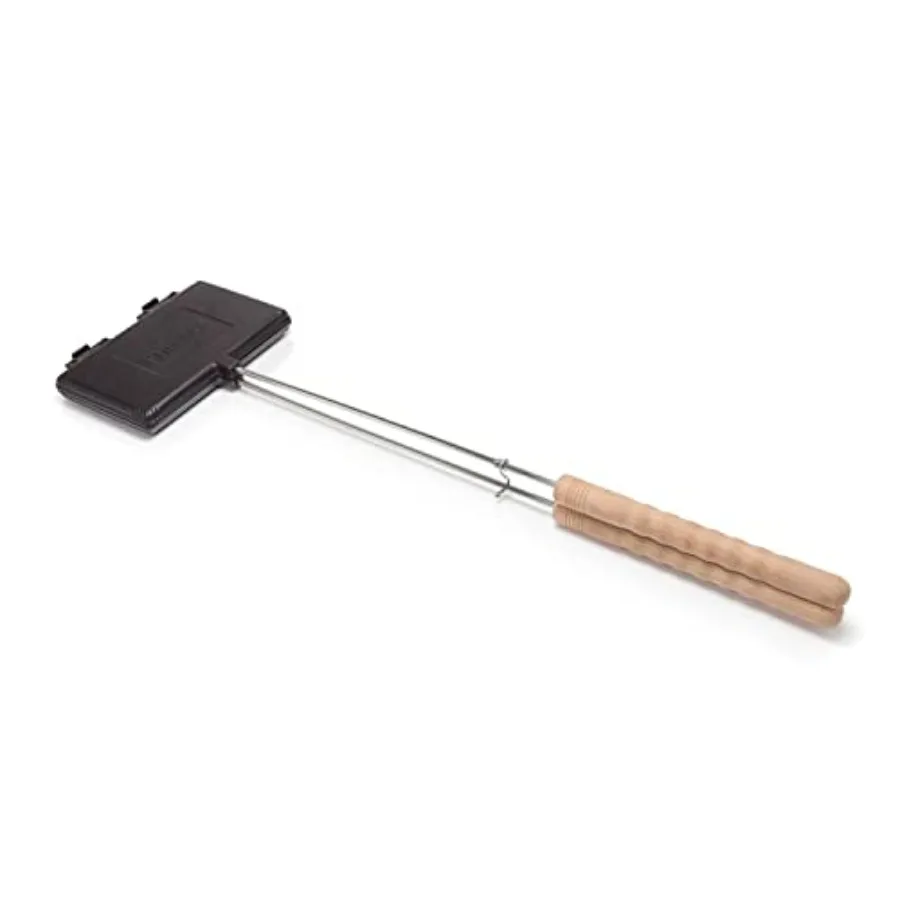 Hinged Campfire Waffle Iron for Grill or Campsite Cast Iron with Wooden Handles 28.3 inches Long Black Nonstick Surface Durable
Hinged Campfire Waffle Iron for Grill or Campsite Cast Iron with Wooden Handles 28.3 inches Long Black Nonstick Surface Durable