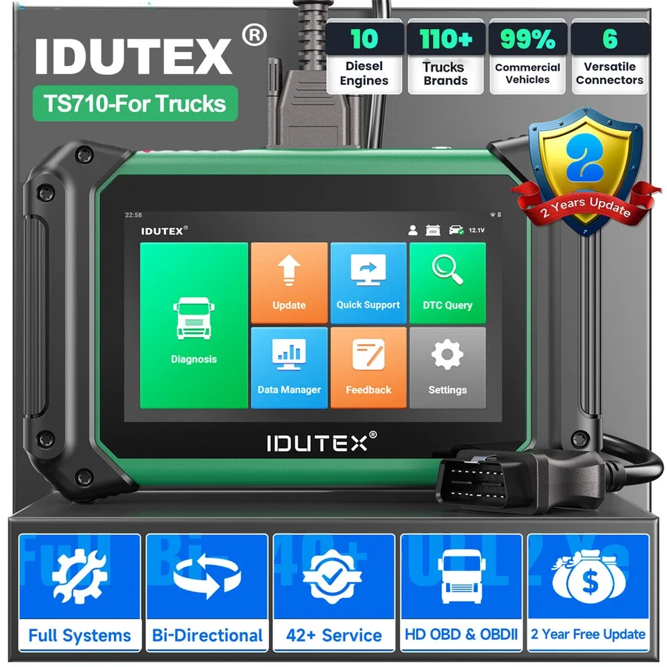 IDUTEX TS710 24V Heavy Duty Truck Diagnostic Scanner DPF/Injector/Adblue Reset Full Systems Truck Diagnostic Tool US
IDUTEX TS710 24V Heavy Duty Truck Diagnostic Scanner DPF/Injector/Adblue Reset Full Systems Truck Diagnostic Tool US