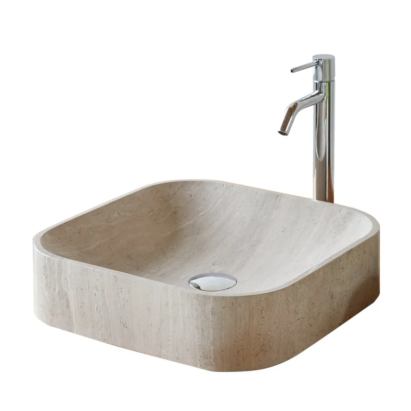 Gray wood grain natural marble wash basin, table basin square wash basin
Gray wood grain natural marble wash basin, table basin square wash basin