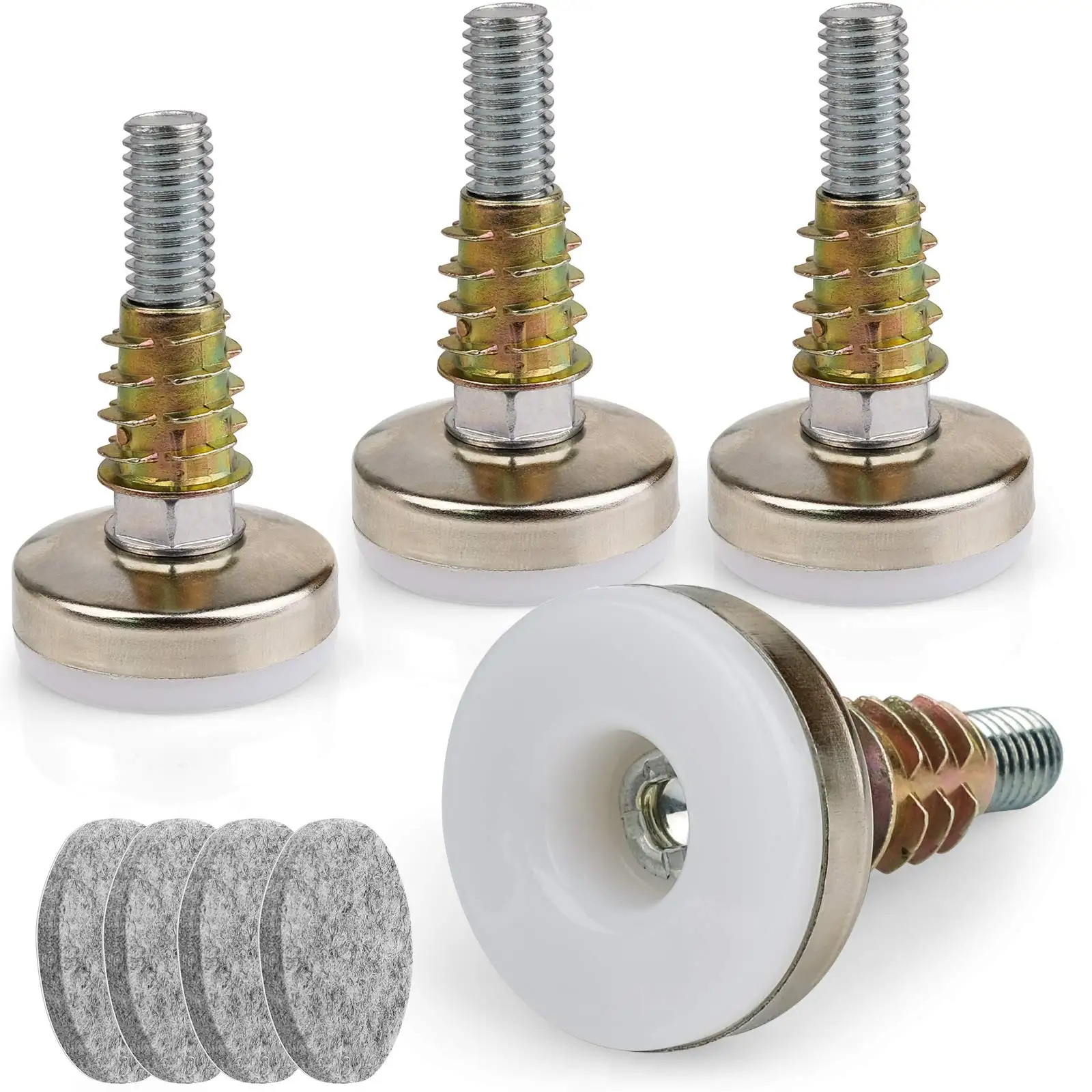 Heavy Duty Adjustable Furniture Leveling Feet With Large Base, 3/8-16 Thread, 1320 Lbs Capacity, Includes 4 Felt Pads, 4 Pack
Heavy Duty Adjustable Furniture Leveling Feet With Large Base, 3/8-16 Thread, 1320 Lbs Capacity, Includes 4 Felt Pads, 4 Pack