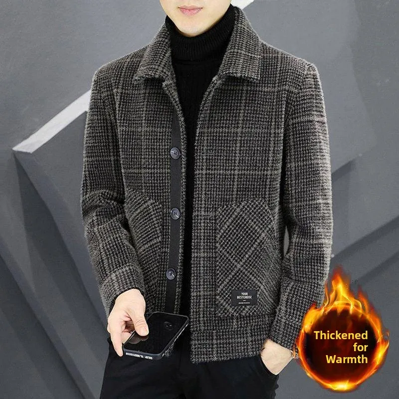 Autumn Winter Men's Jacket Short Casual Woolen Coat Golden Mink Trim Business Gentleman Style Long Sleeve Flip Collar Coat
Autumn Winter Men's Jacket Short Casual Woolen Coat Golden Mink Trim Business Gentleman Style Long Sleeve Flip Collar Coat