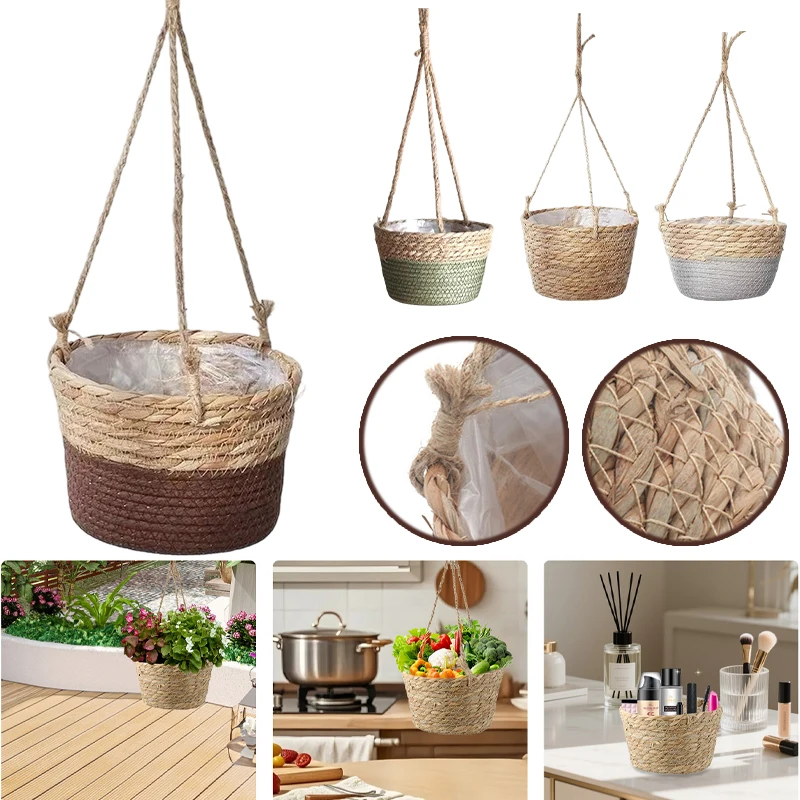 Rustic Straw Hanging Basket Planter Twine Woven Rattan Flower Pot Orchid Plant Hanger for Indoor Outdoor Boho Home Decor Storage
Rustic Straw Hanging Basket Planter Twine Woven Rattan Flower Pot Orchid Plant Hanger for Indoor Outdoor Boho Home Decor Storage