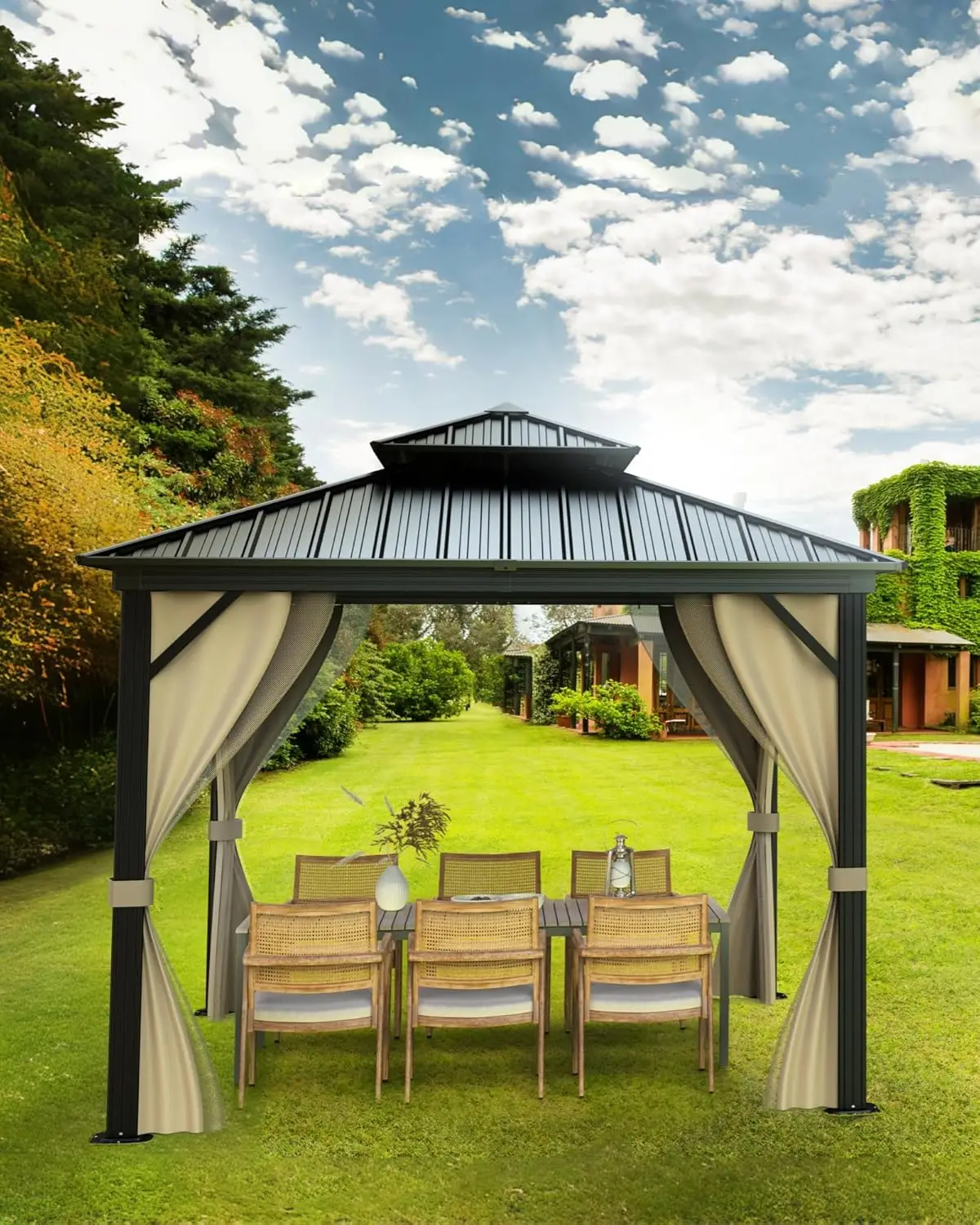 10x10ft Hardtop Gazebo Aluminum Frame Double Galvanized Roof Netting & Curtains Backyard Patio Lawn Customized
10x10ft Hardtop Gazebo Aluminum Frame Double Galvanized Roof Netting & Curtains Backyard Patio Lawn Customized