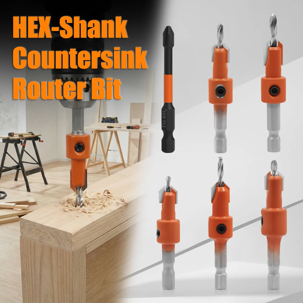 XHYKern Hex Shank Orange Countersink Drill Bit & Screwdriver Bit Set Wood Screw Hole Chamfer Tool Kit
XHYKern Hex Shank Orange Countersink Drill Bit & Screwdriver Bit Set Wood Screw Hole Chamfer Tool Kit