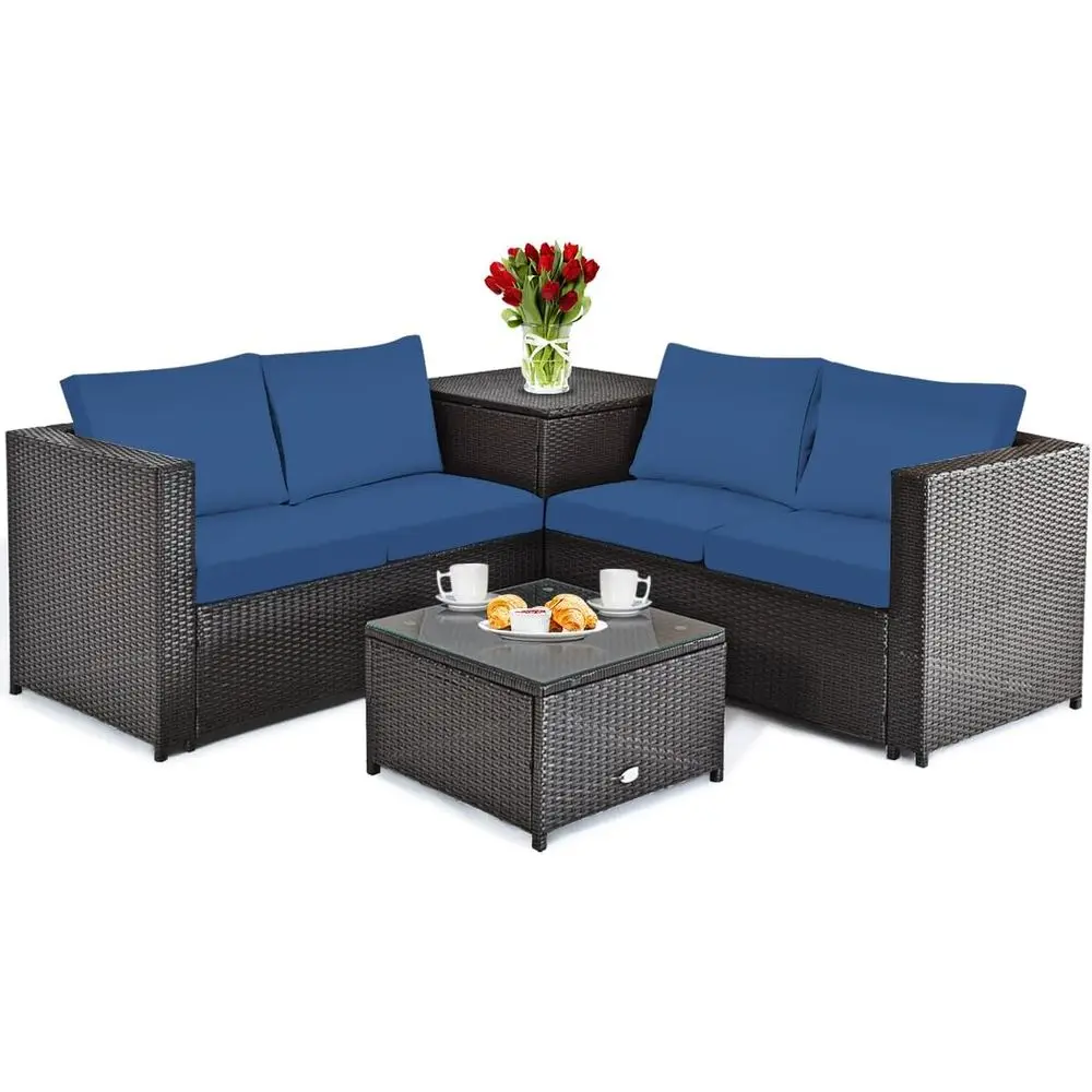 Weather-Resistant 4-Piece Outdoor Patio Furniture Set with 2 Loveseats and Cushions, Ideal for Garden and Poolside in Navy Blue
Weather-Resistant 4-Piece Outdoor Patio Furniture Set with 2 Loveseats and Cushions, Ideal for Garden and Poolside in Navy Blue