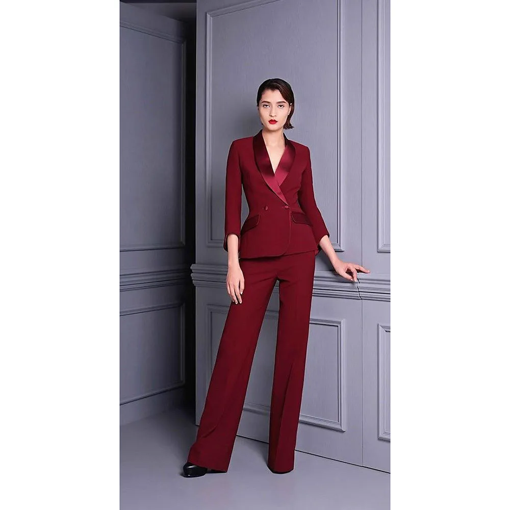 Luxury Solid Suits for Women V-Neck Double Breasted 2 Pieces Jacket Pants Female Clothing Smart Office Banquet Lady's Costume
Luxury Solid Suits for Women V-Neck Double Breasted 2 Pieces Jacket Pants Female Clothing Smart Office Banquet Lady's Costume