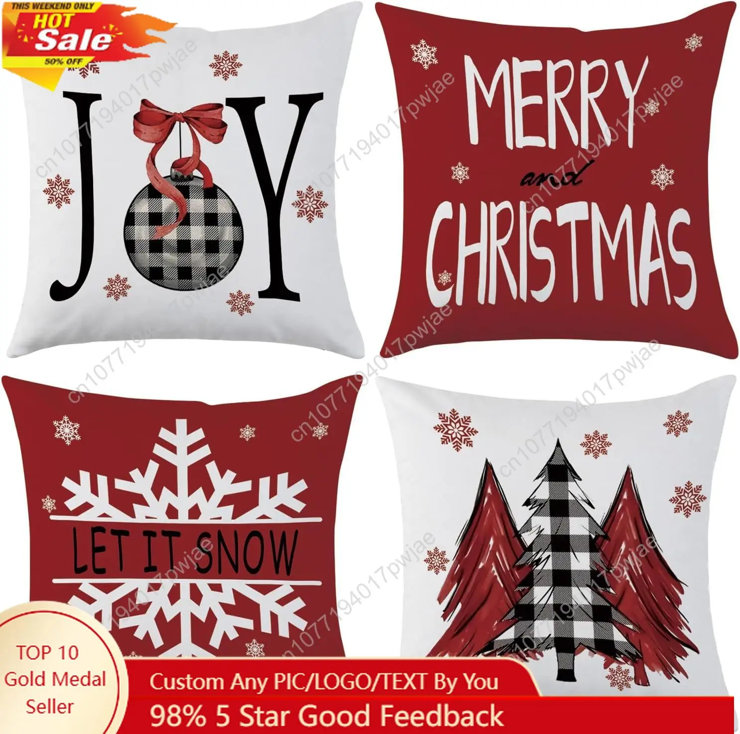 Merry Christmas Red Throw Pillow Covers 18 x 18 Inch Set of 4 Christmas Joy Xmas Trees Winter Holiday Cushion Case for Sofa Couc
Merry Christmas Red Throw Pillow Covers 18 x 18 Inch Set of 4 Christmas Joy Xmas Trees Winter Holiday Cushion Case for Sofa Couc