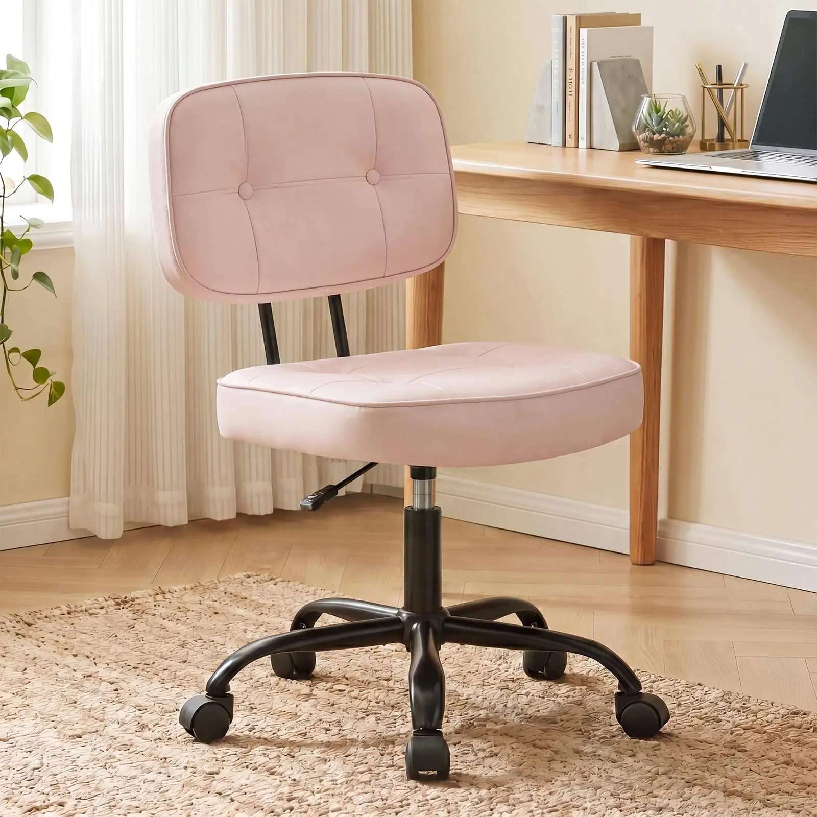 Pink Velvet Office Chair With Tufted Back And Seat, Height Adjustable Swivel Task Chair For Home Study Or Bedroom
Pink Velvet Office Chair With Tufted Back And Seat, Height Adjustable Swivel Task Chair For Home Study Or Bedroom