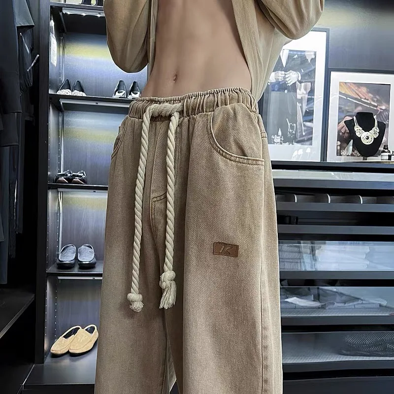 Retro Drawstring Men's Jeans Oversize Straight Leg High Street American Style Casual Loose Fit Jeans for Teenagers All Seasons
Retro Drawstring Men's Jeans Oversize Straight Leg High Street American Style Casual Loose Fit Jeans for Teenagers All Seasons