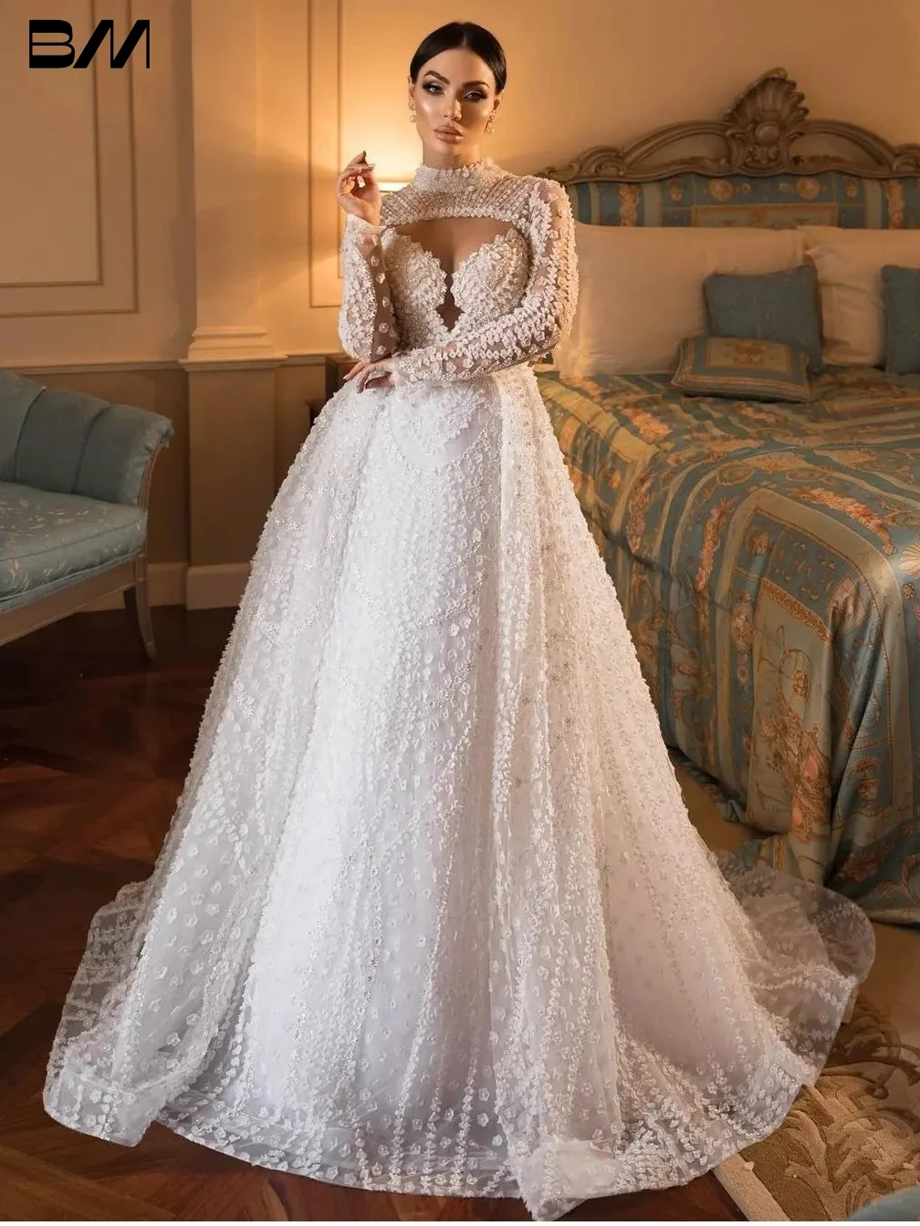 High Neck Lace Wedding Dress A-Line Bride Dresses With Chapel Train Open Back Women Bridal Gown Vestidos De Novia
High Neck Lace Wedding Dress A-Line Bride Dresses With Chapel Train Open Back Women Bridal Gown Vestidos De Novia