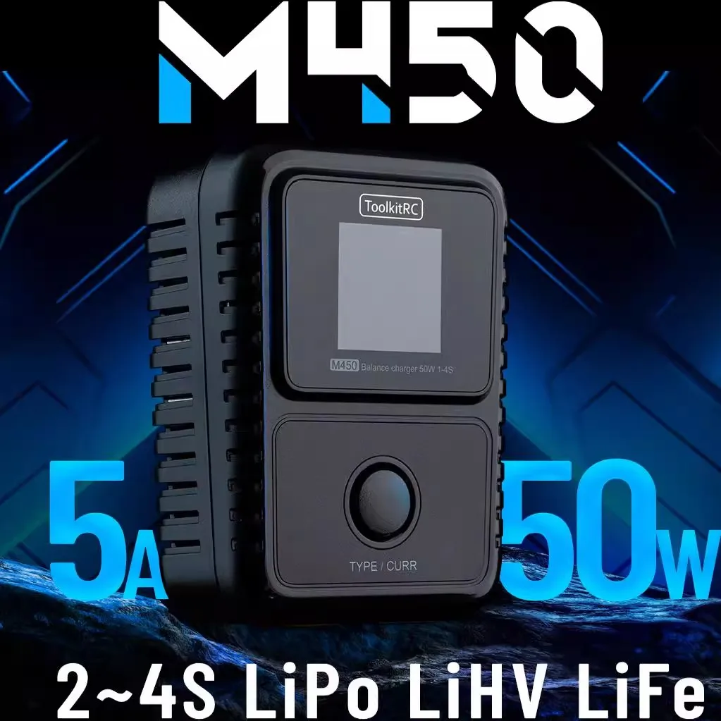 ToolkitRC charger 1-4S M450 50W5A drone model car model battery balanced charging
ToolkitRC charger 1-4S M450 50W5A drone model car model battery balanced charging