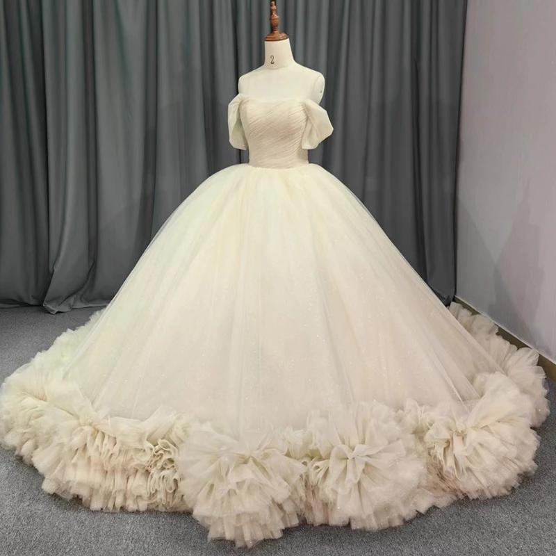 Light Champagne Shiny Quinceanera Dresses Ball Gown Off The Shoulder Tull Tiered Party Birthday Sweet 16 Vestidos 15 De Anos
Light Champagne Shiny Quinceanera Dresses Ball Gown Off The Shoulder Tull Tiered Party Birthday Sweet 16 Vestidos 15 De Anos