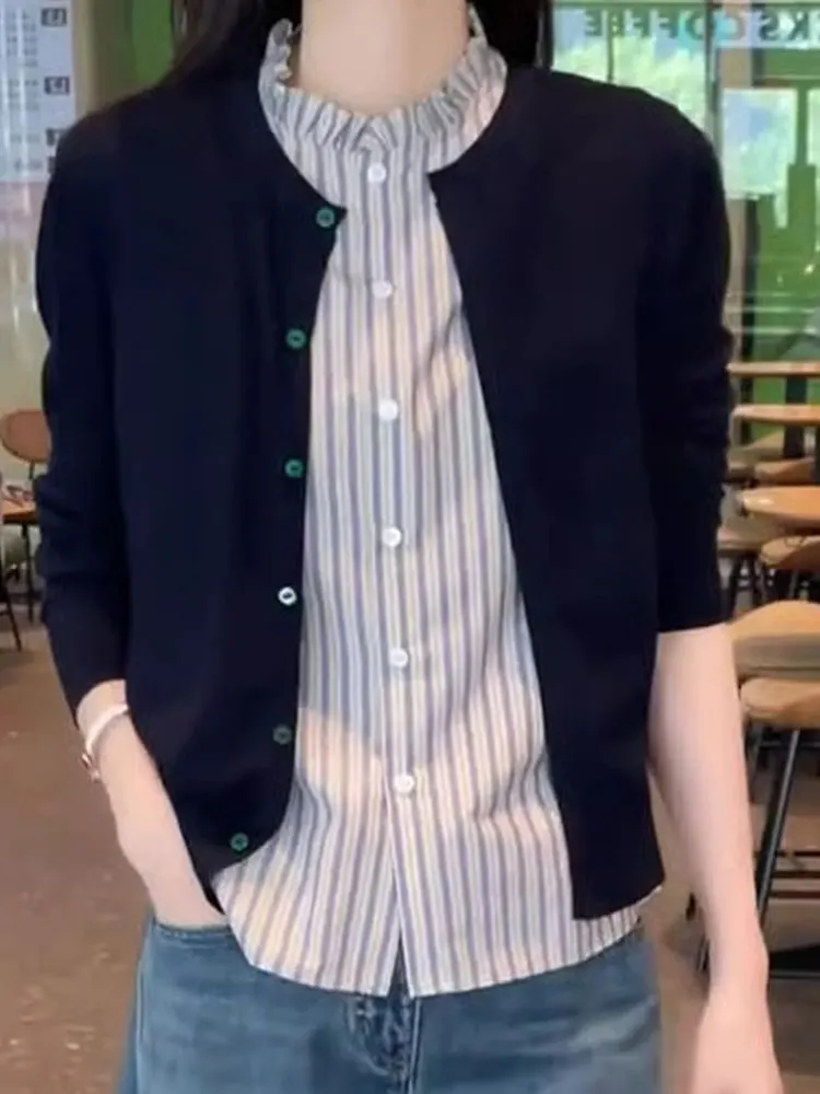 Faionable Повседневный вязаный открытый кардиган Уникальный дизайн Base irt Свободный крой Длинный све круглый женский топ на пуговицах
Faionable Повседневный вязаный открытый кардиган Уникальный дизайн Base irt Свободный крой Длинный све круглый женский топ на пуговицах