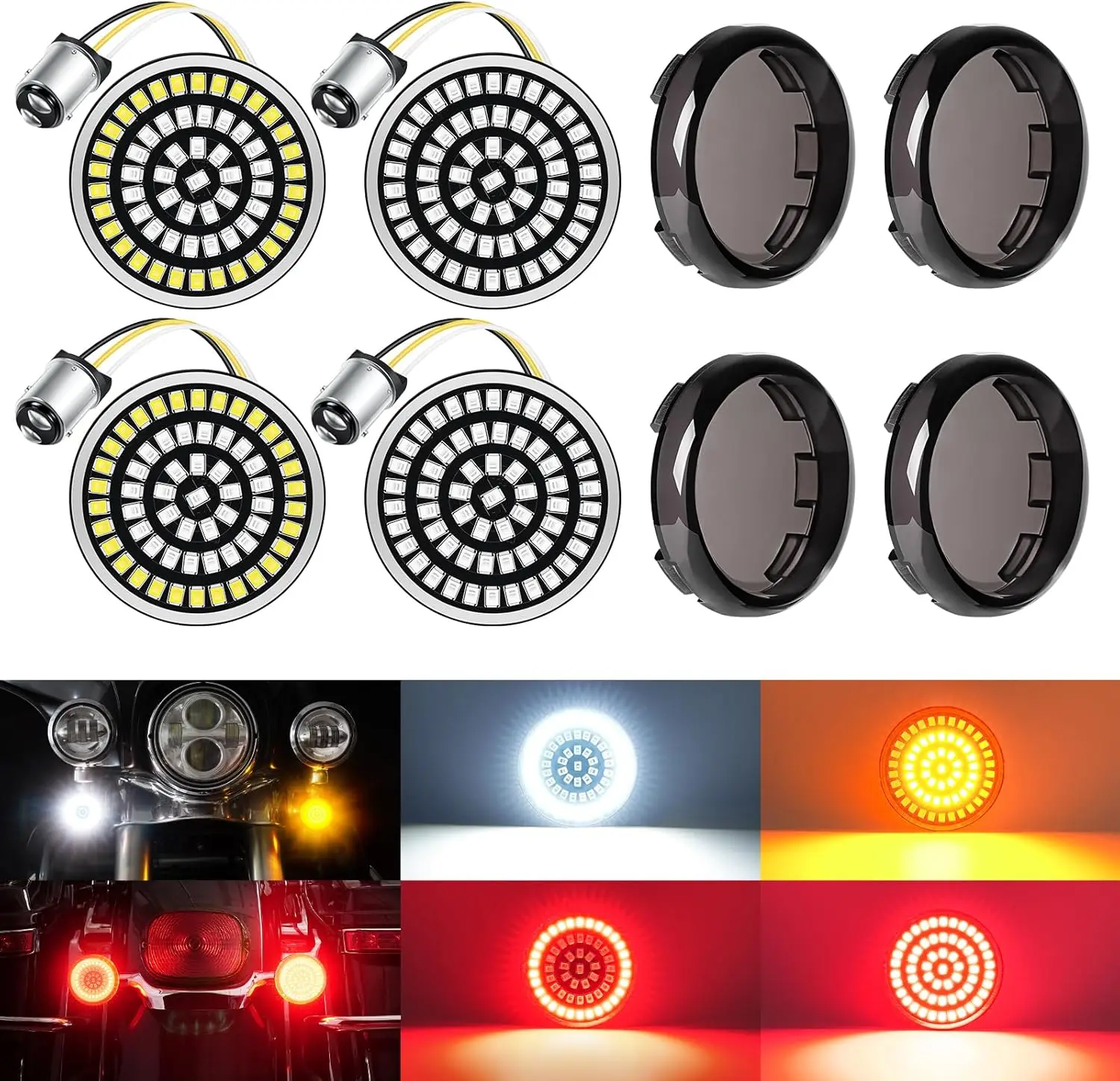 New 1157 LED Turn Signals Super Bright Front Rear Lights Kit for Harley Davidson Motorcycles
New 1157 LED Turn Signals Super Bright Front Rear Lights Kit for Harley Davidson Motorcycles