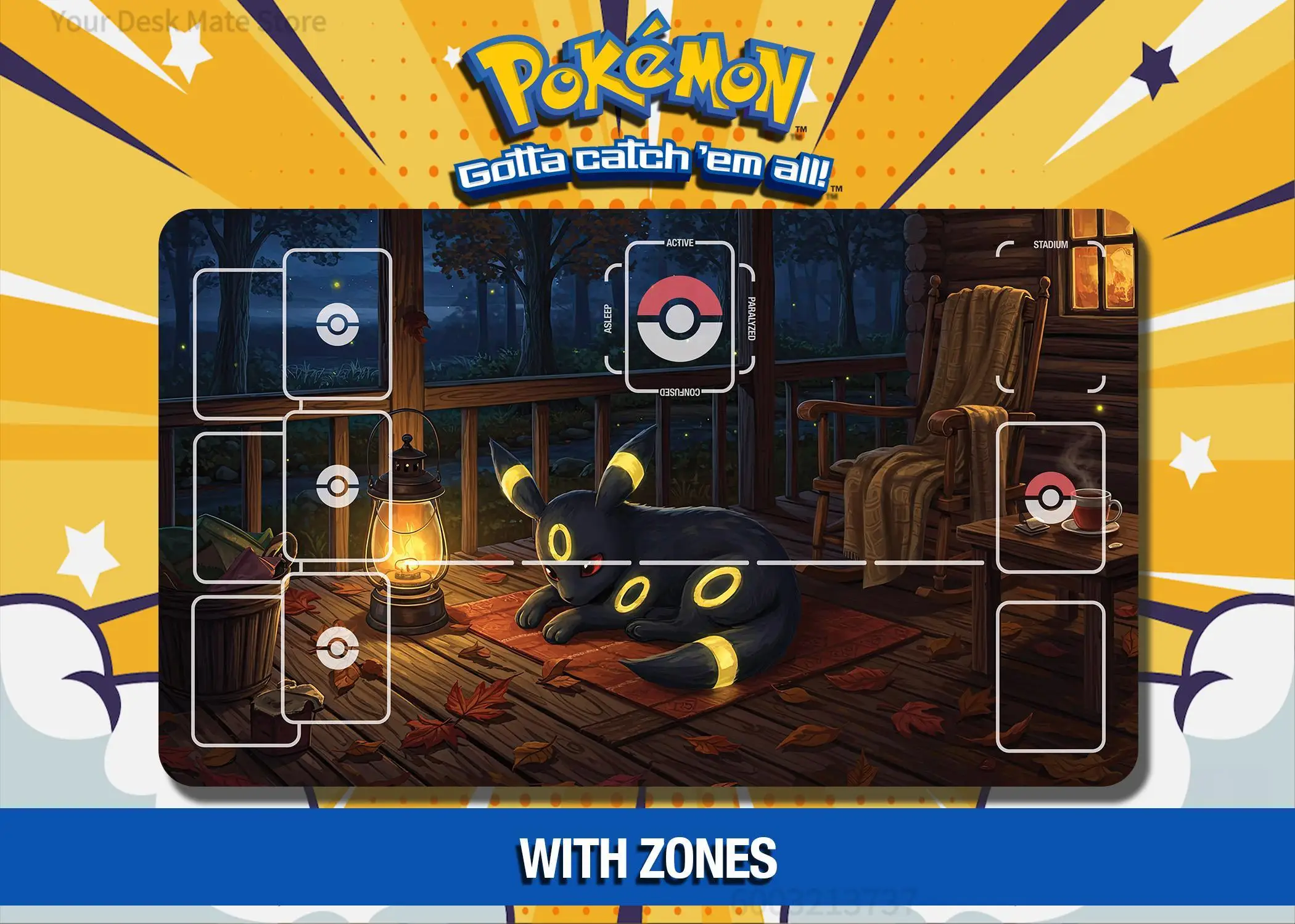 Umbreon Cabin Night TCG Playmat With Zones Waterproof Non-slip Card Mat
Umbreon Cabin Night TCG Playmat With Zones Waterproof Non-slip Card Mat