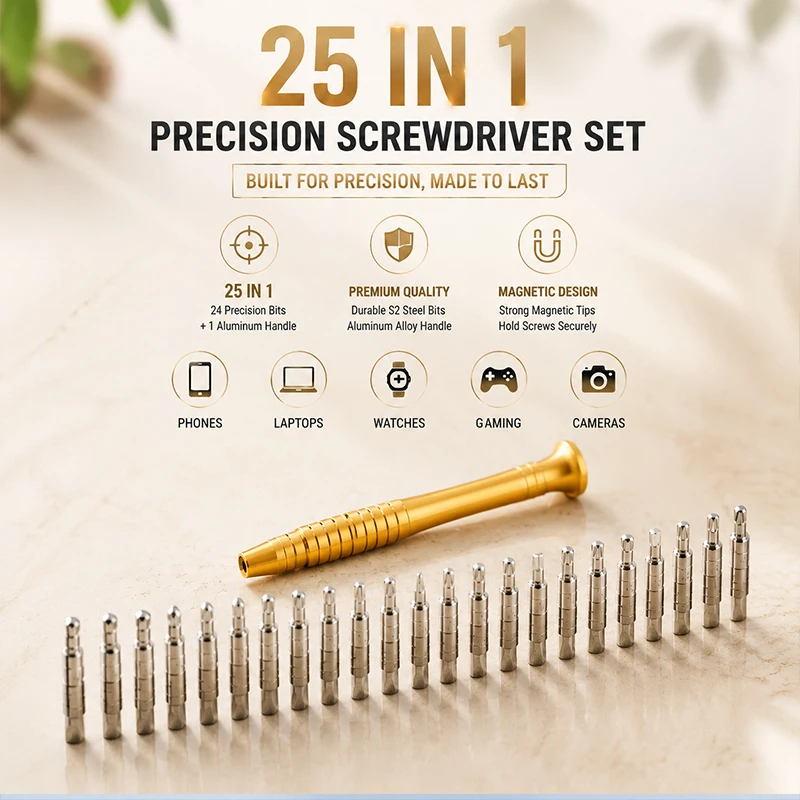25-in-1 Precision Manual Screwdriver Set Leather Case Portable Electronic Repair Tool Multi-purpose Screwdriver Bit Kit
25-in-1 Precision Manual Screwdriver Set Leather Case Portable Electronic Repair Tool Multi-purpose Screwdriver Bit Kit