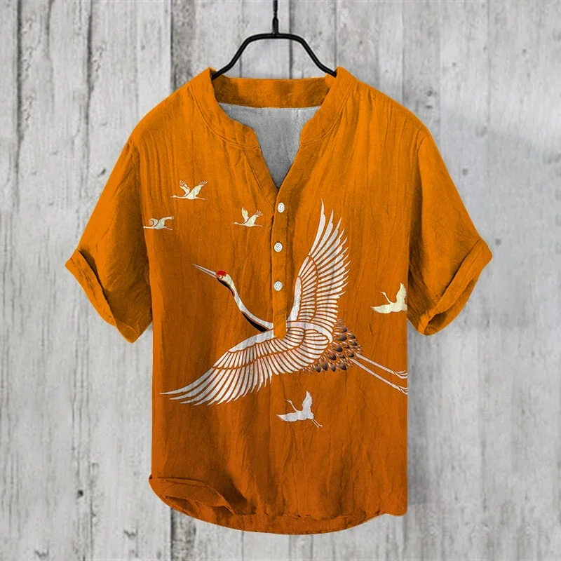 Luxury Chinese style digital printed men's short sleeved V-neck shirt linen breathable top Hawaiian shirt 3-breasted
Luxury Chinese style digital printed men's short sleeved V-neck shirt linen breathable top Hawaiian shirt 3-breasted