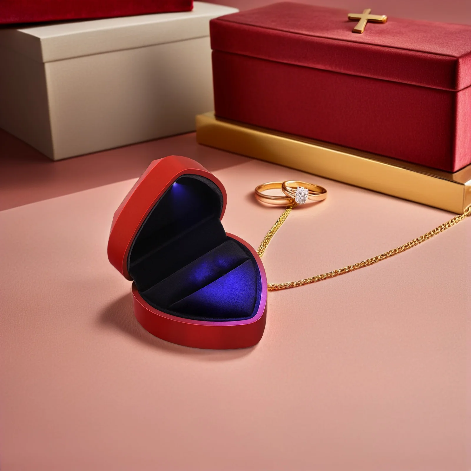 2Pcs Illuminated Heart Ring Box LED Glow Jewelry Case for Wedding Day Proposal Anniversary Dustproof Matte Finish Holder
2Pcs Illuminated Heart Ring Box LED Glow Jewelry Case for Wedding Day Proposal Anniversary Dustproof Matte Finish Holder