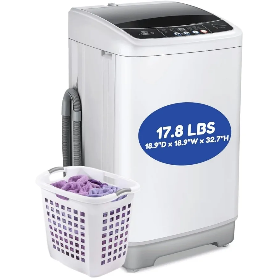 17.8Lbs Portable Washing Machine 2.4 Cu.ft Compact FullAutomatic Washer with Drain Pump 8 Water Level Settings 10 Wash Programs
17.8Lbs Portable Washing Machine 2.4 Cu.ft Compact FullAutomatic Washer with Drain Pump 8 Water Level Settings 10 Wash Programs