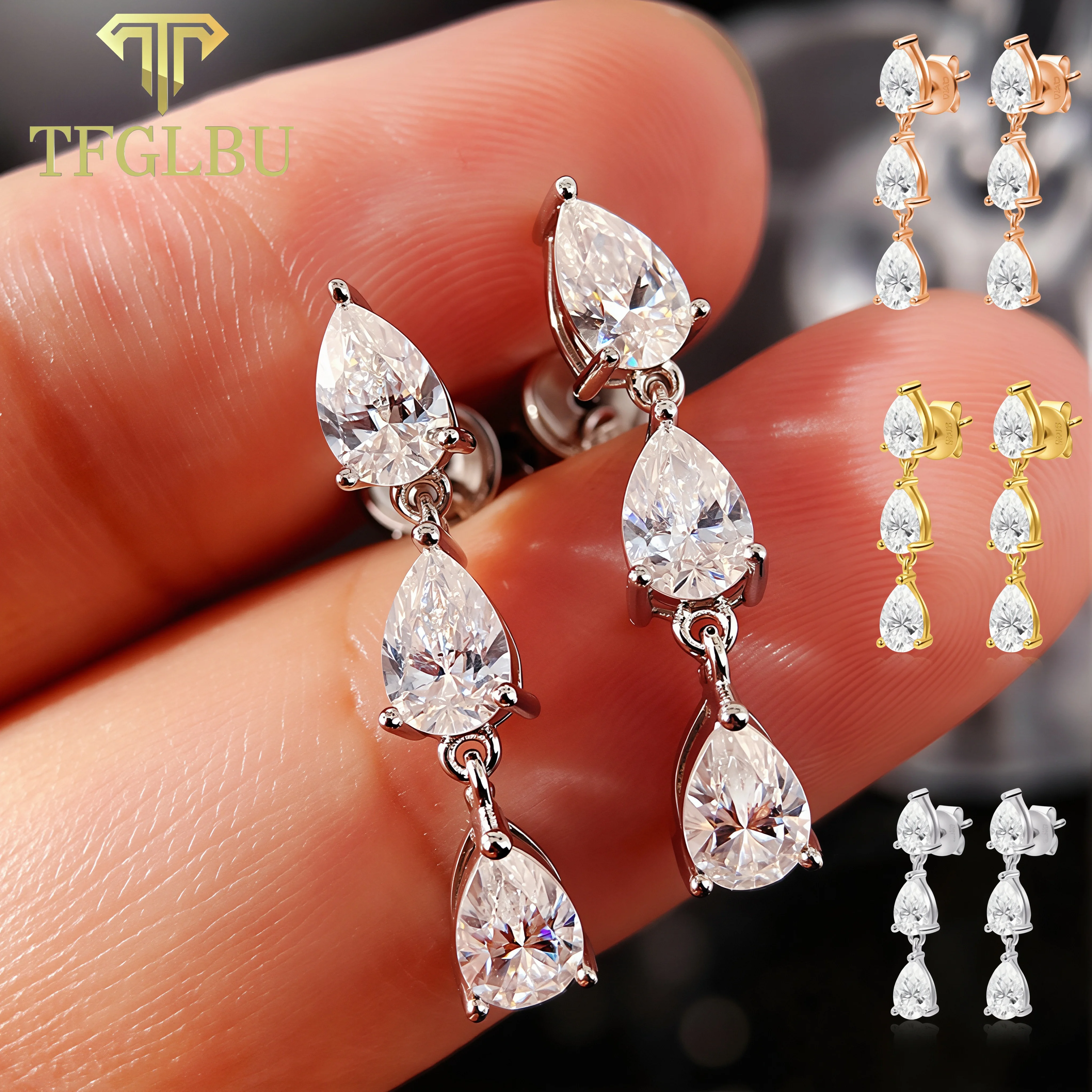 TFGLBU 0.5CT 4x6mm Teardrop Moissanite Stud Earrings S925 Stering SilverWhite/Yellow/Rose Gold Plated Sparkling Jewelry for Her
TFGLBU 0.5CT 4x6mm Teardrop Moissanite Stud Earrings S925 Stering SilverWhite/Yellow/Rose Gold Plated Sparkling Jewelry for Her