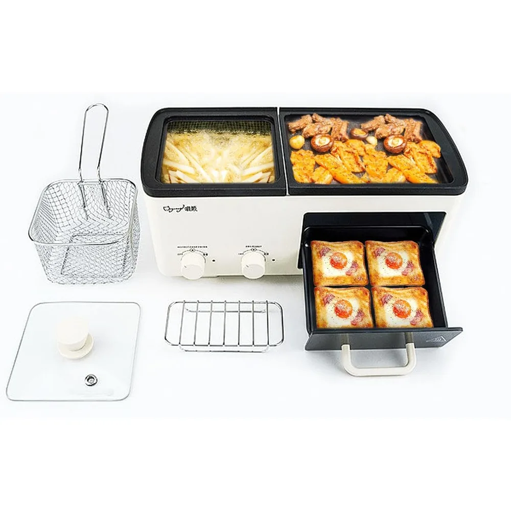 4 in 1 Hot Pot Electric with Grill and Frying Basket, Independent Dual Temperature Control, Fast Heating, Simmer,Boil,Fry, Roast
4 in 1 Hot Pot Electric with Grill and Frying Basket, Independent Dual Temperature Control, Fast Heating, Simmer,Boil,Fry, Roast