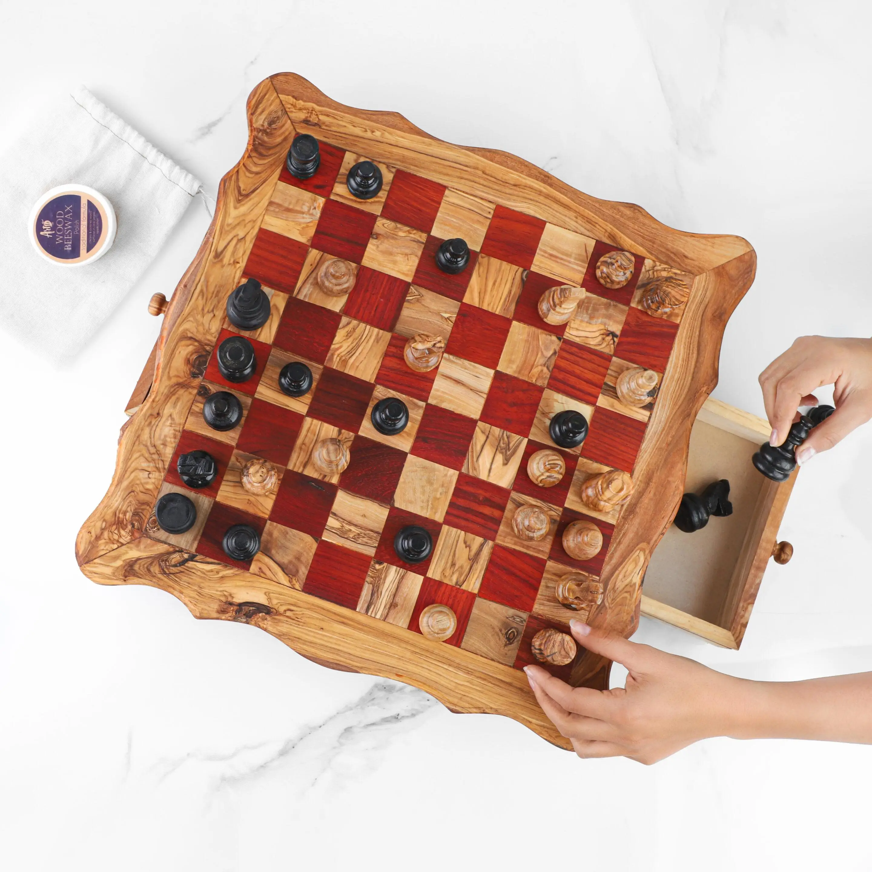 Wooden Chess Set Handmade from Tunisian Olive Vintage Wood Chess Board game for Christmas Gifts
Wooden Chess Set Handmade from Tunisian Olive Vintage Wood Chess Board game for Christmas Gifts