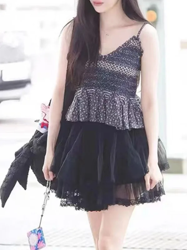 Retro Elastic Pleated Lace Trim oulder Strap irt Women's Floral Print Cotton Blouse Slim Fit French Sle Summer Top
Retro Elastic Pleated Lace Trim oulder Strap irt Women's Floral Print Cotton Blouse Slim Fit French Sle Summer Top