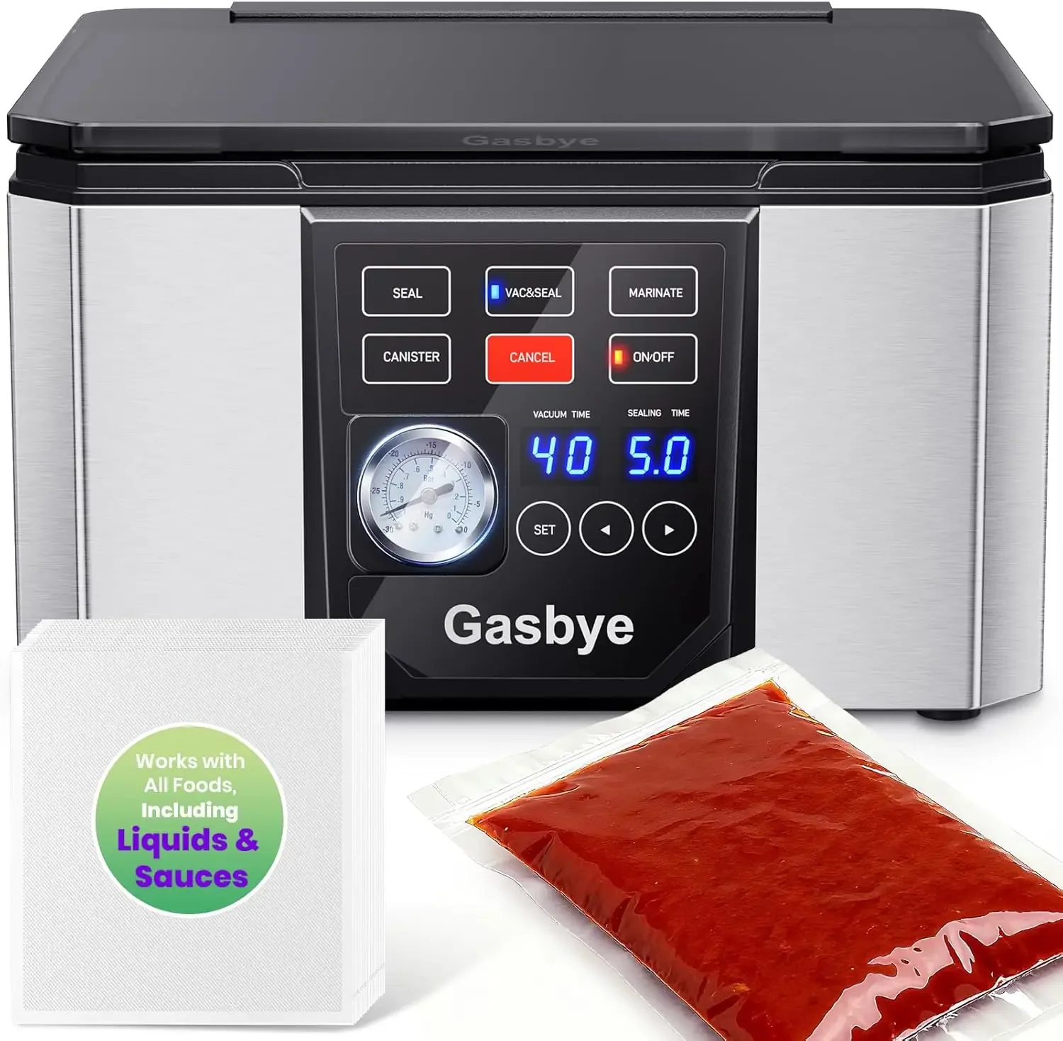 Chamber Vacuum Sealer 5 3QT Large Chamber Replaceable 11 5 Sealing Bar with Double Seal Perfect for Meats Soups Sauces Liquids
Chamber Vacuum Sealer 5 3QT Large Chamber Replaceable 11 5 Sealing Bar with Double Seal Perfect for Meats Soups Sauces Liquids