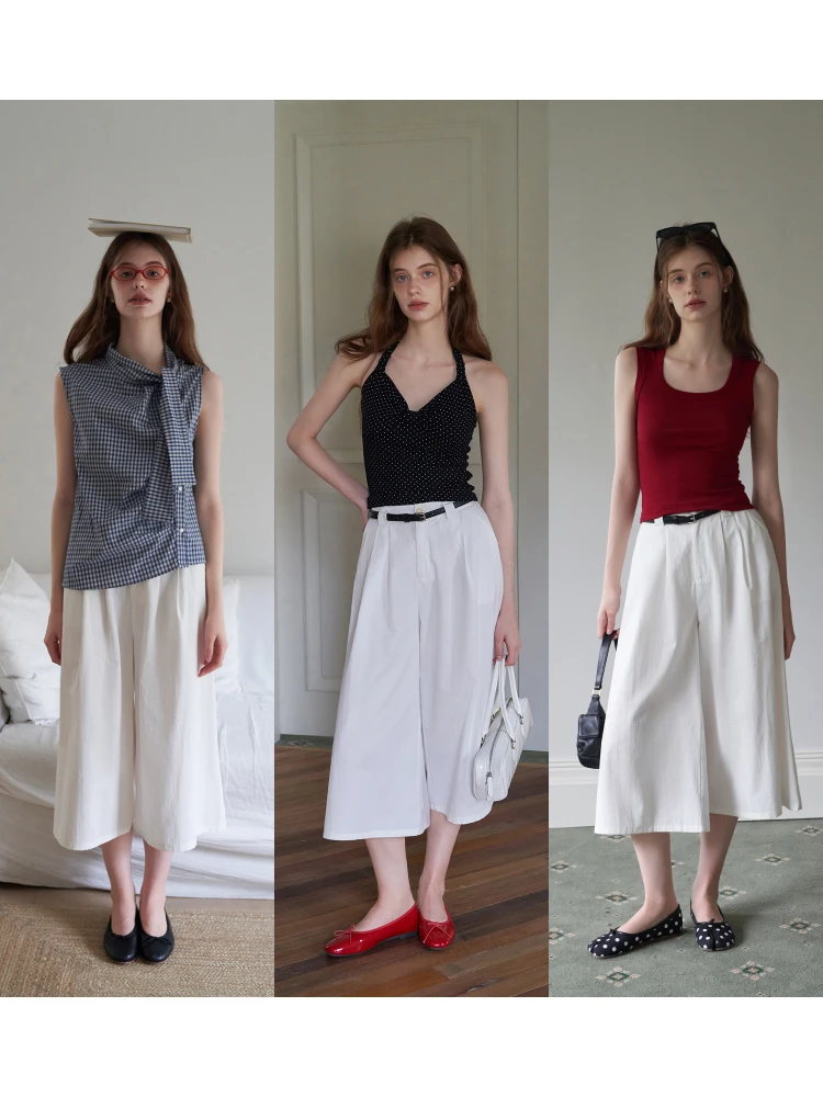 Брюки-кюлоты с высокой талией и плиссировкой, свободного кроя, повседневные, с поясом, широкие, в корейском стиле, из полиэстера
Брюки-кюлоты с высокой талией и плиссировкой, свободного кроя, повседневные, с поясом, широкие, в корейском стиле, из полиэстера