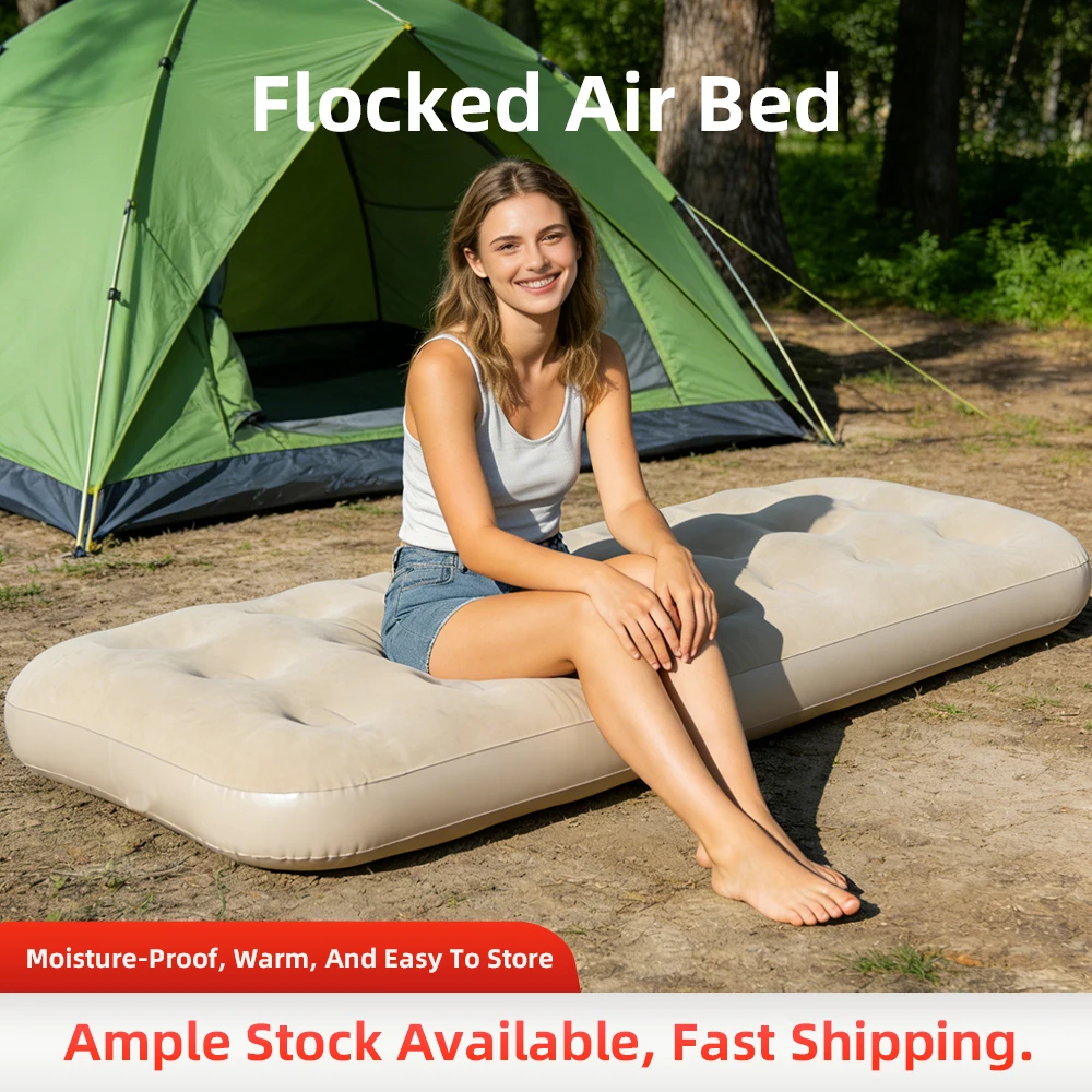 Beige Flocked Inflatable Mattress, Soft Comfort Air Bed for Home Camping Travel, Portable Inflatable Bed with Quick Inflation
Beige Flocked Inflatable Mattress, Soft Comfort Air Bed for Home Camping Travel, Portable Inflatable Bed with Quick Inflation