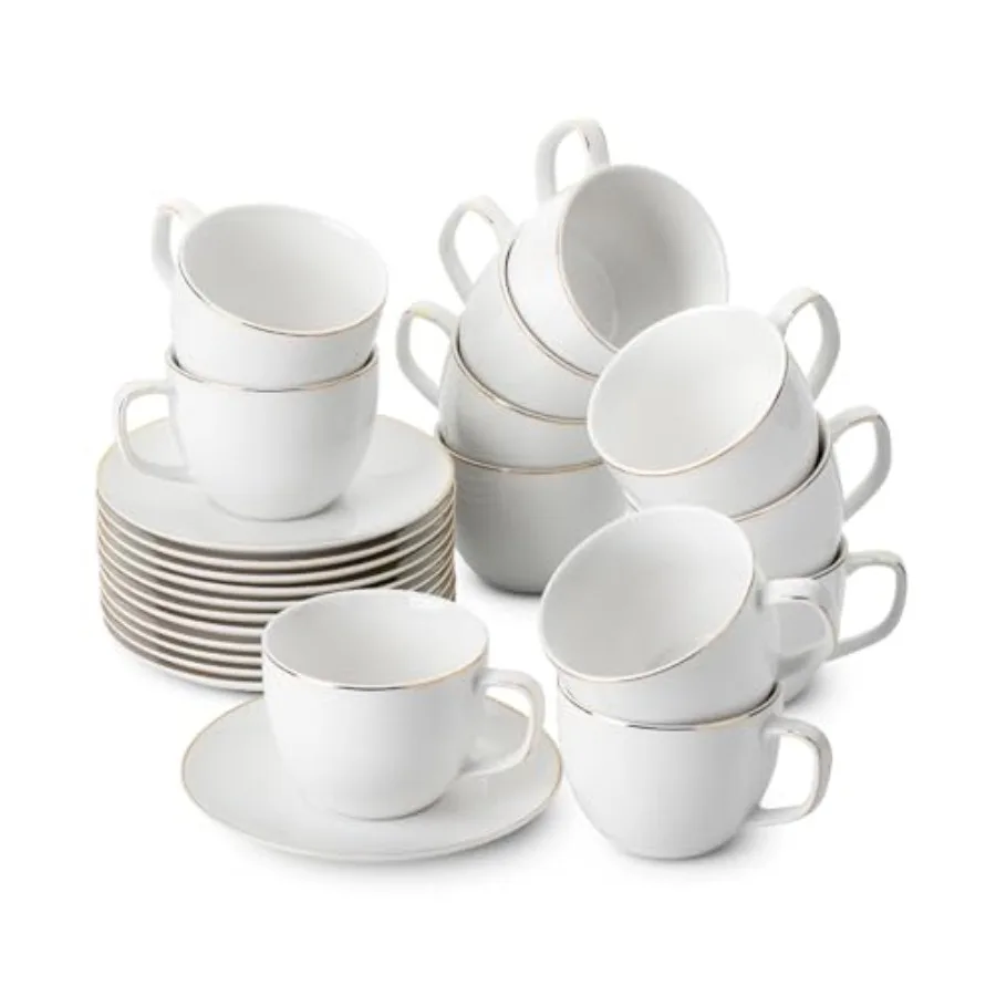 BTaT- Cappuccino Cups with Saucers 8 oz, 12, White Porcelain Cfee Cup and Saucer for Latte with Golden Trim Design, Dishwasher
BTaT- Cappuccino Cups with Saucers 8 oz, 12, White Porcelain Cfee Cup and Saucer for Latte with Golden Trim Design, Dishwasher
