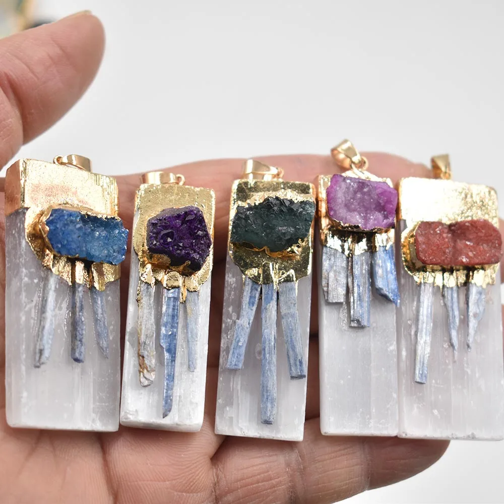 Natural Stone Pendant Charms Rectangle Agates Druzy Plating Gold color Pendant for Making DIY Necklace Accessories 17x50mm 5pcs
Natural Stone Pendant Charms Rectangle Agates Druzy Plating Gold color Pendant for Making DIY Necklace Accessories 17x50mm 5pcs