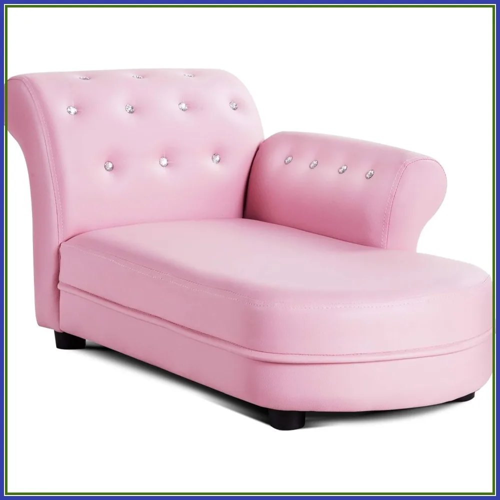Pink Sofa with PVC Leather and Crystal, Upholstered Chaise Lounge for Girls
Pink Sofa with PVC Leather and Crystal, Upholstered Chaise Lounge for Girls