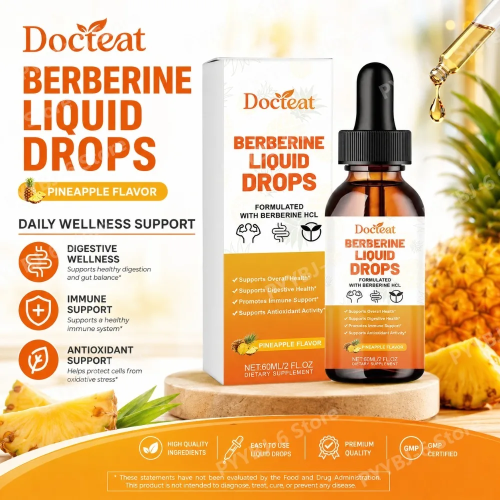 Docteat Berberine Liquid Drops 60ml – Pineapple Flavor Supports Digestive Health Antioxidant & Immune Wellness Supplement
Docteat Berberine Liquid Drops 60ml – Pineapple Flavor Supports Digestive Health Antioxidant & Immune Wellness Supplement