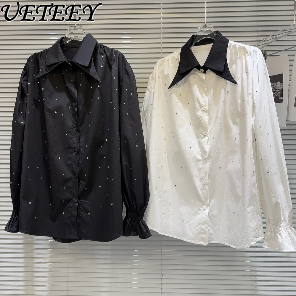 2024 Spring New Niche Double-Layer Collar Bottoming Blouse Starry Hot Rhinestone Tops Long Sleeve Loose Shirt for Women
2024 Spring New Niche Double-Layer Collar Bottoming Blouse Starry Hot Rhinestone Tops Long Sleeve Loose Shirt for Women