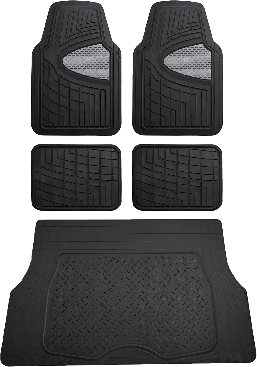 Premium All Weather Rubber Car Floor Mats Full Set with Trimmable Cargo Liner - Universal Fit for Cars Trucks SUVs
Premium All Weather Rubber Car Floor Mats Full Set with Trimmable Cargo Liner - Universal Fit for Cars Trucks SUVs