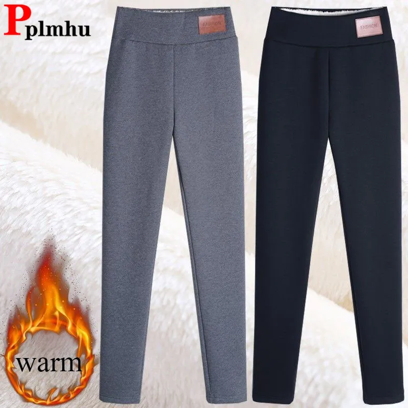 Winter Warm Slim Thicken Pencil Pants Snow Wear Elastic High Waist Plush Velvet Lined Leggings Women Casual Cotton Pantalones
Winter Warm Slim Thicken Pencil Pants Snow Wear Elastic High Waist Plush Velvet Lined Leggings Women Casual Cotton Pantalones