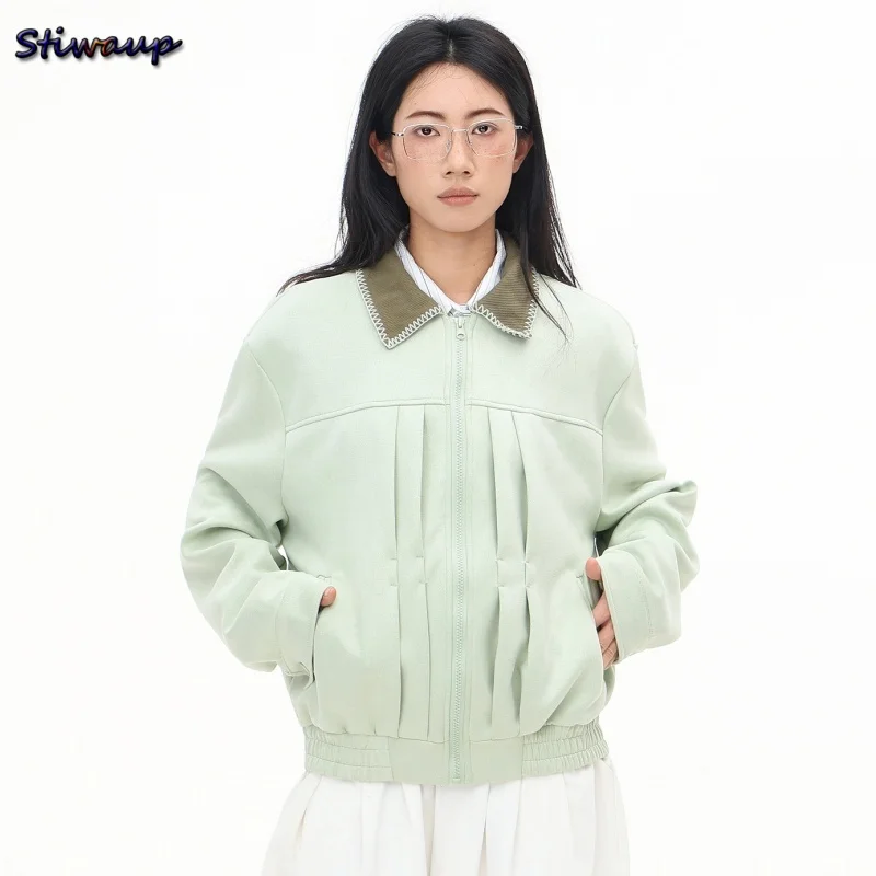 2025 New Arrivals Women's Autumn Aviator Bomber Jacket Green Lapel High Quality Fashion Outerwear Casual Female Jacket
2025 New Arrivals Women's Autumn Aviator Bomber Jacket Green Lapel High Quality Fashion Outerwear Casual Female Jacket