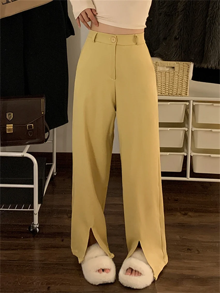 PLAMTEE Office Wear Autumn Split Pants Women Wide Leg Solid Chic High Waist 2023 Straight Loose Streetwear Mopping Trousers
PLAMTEE Office Wear Autumn Split Pants Women Wide Leg Solid Chic High Waist 2023 Straight Loose Streetwear Mopping Trousers