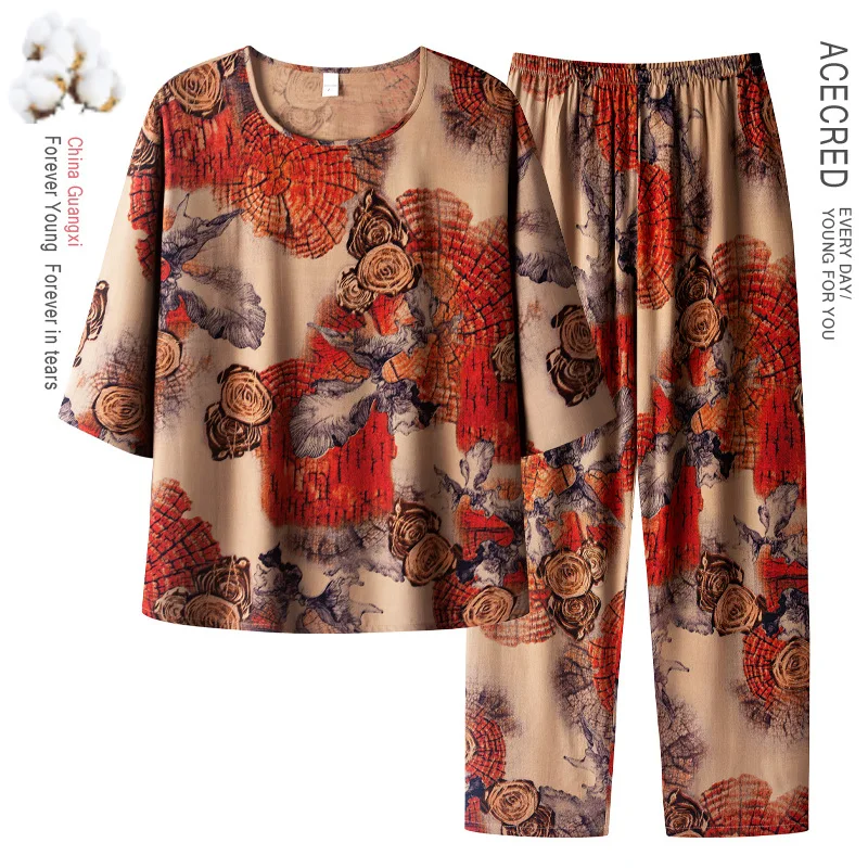 XL-4XL Middle Aged Mother Two Piece Set Cotton Spring Autumn Printed Sleepwear Pajamas For Women Lounge Big Size Home Wear Suit
XL-4XL Middle Aged Mother Two Piece Set Cotton Spring Autumn Printed Sleepwear Pajamas For Women Lounge Big Size Home Wear Suit