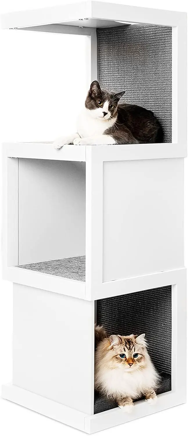 Cat Tower by Whisker, White on White, 18" W x 17" D x 54" H - Modern Cat Tree with Vegetable-Dyed Sisal Scratching Post
Cat Tower by Whisker, White on White, 18" W x 17" D x 54" H - Modern Cat Tree with Vegetable-Dyed Sisal Scratching Post
