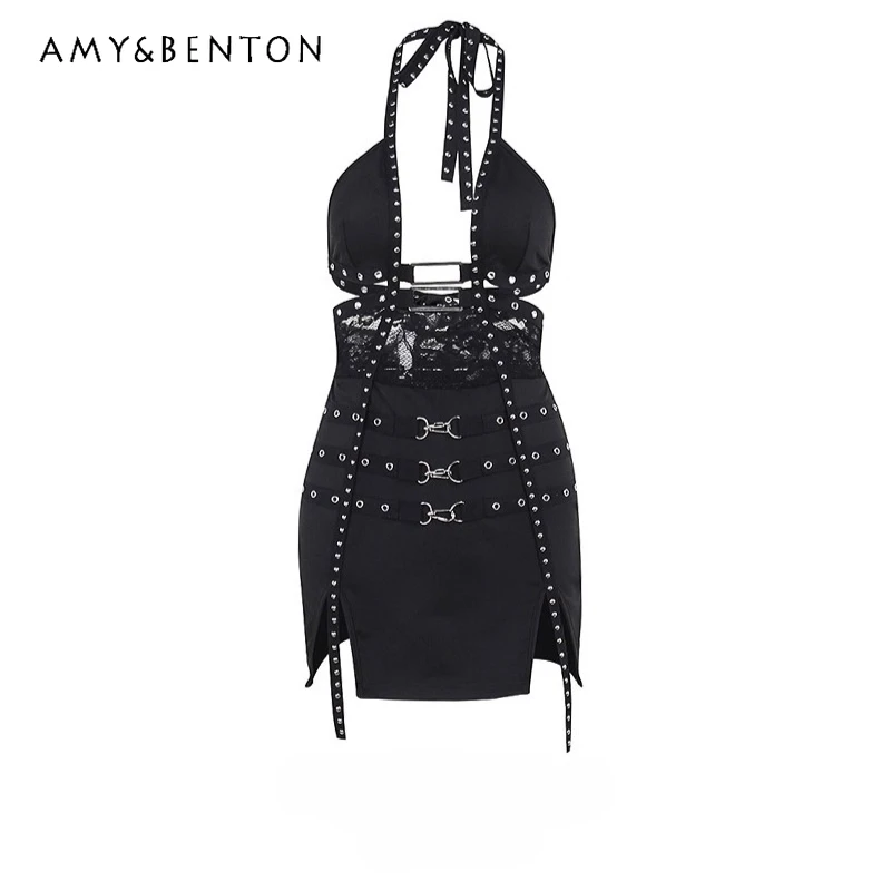 Original Design Black Sexy Hot Girl Halter Women's Sling Dress Summer New Punk Hollow Out Lace Splicing Bodycon Dresses Ladies
Original Design Black Sexy Hot Girl Halter Women's Sling Dress Summer New Punk Hollow Out Lace Splicing Bodycon Dresses Ladies