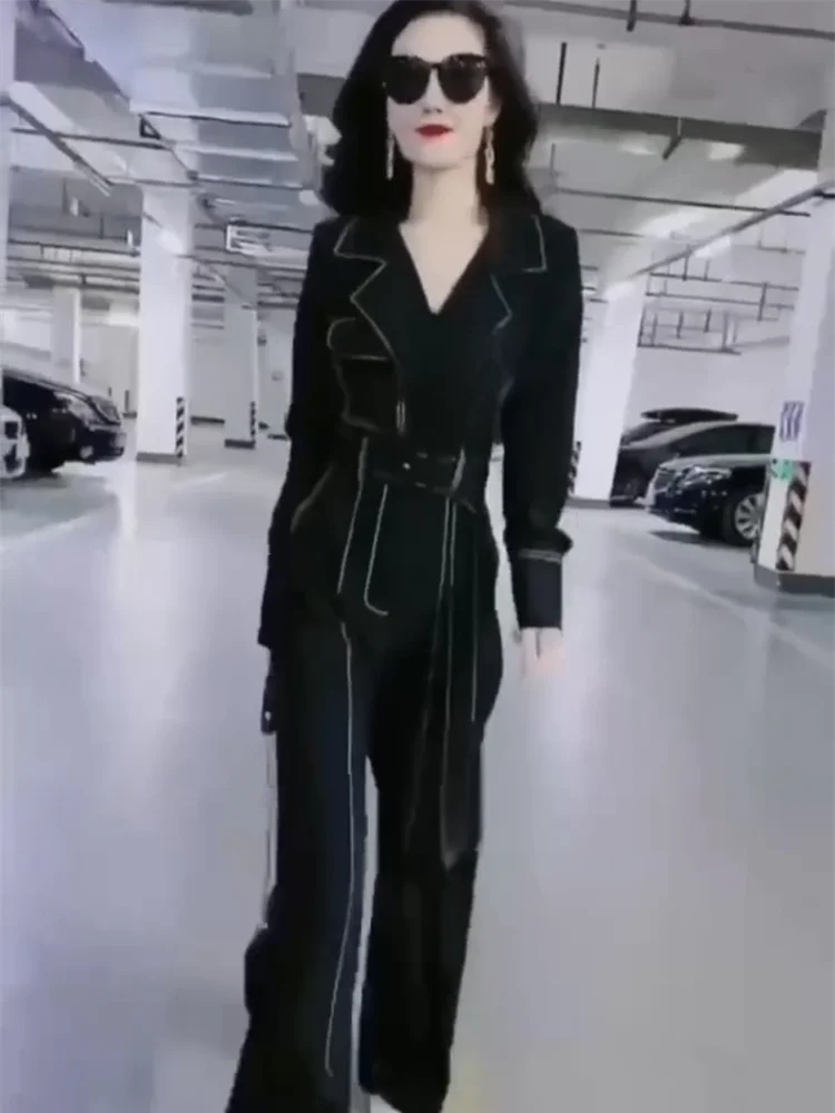 Ele High-Waist Wide-Leg One-Piece Pants Women's Suit Collar Patchwork Pure Color Spring 2024 New Sle Faionable
Ele High-Waist Wide-Leg One-Piece Pants Women's Suit Collar Patchwork Pure Color Spring 2024 New Sle Faionable